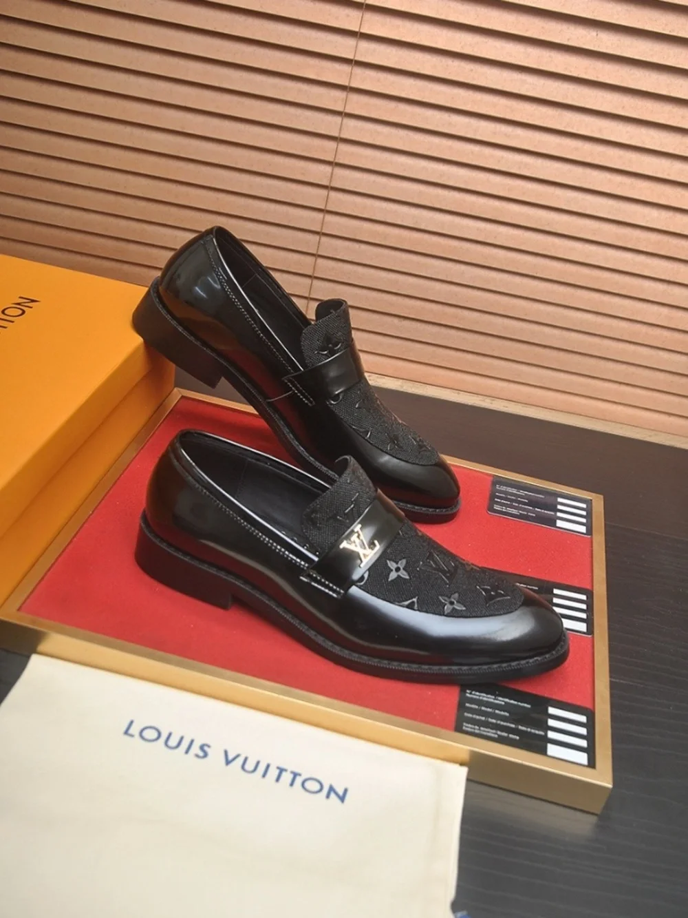 Louis Vuitton Men’s Black Monogram Leather Slip-On Loafers